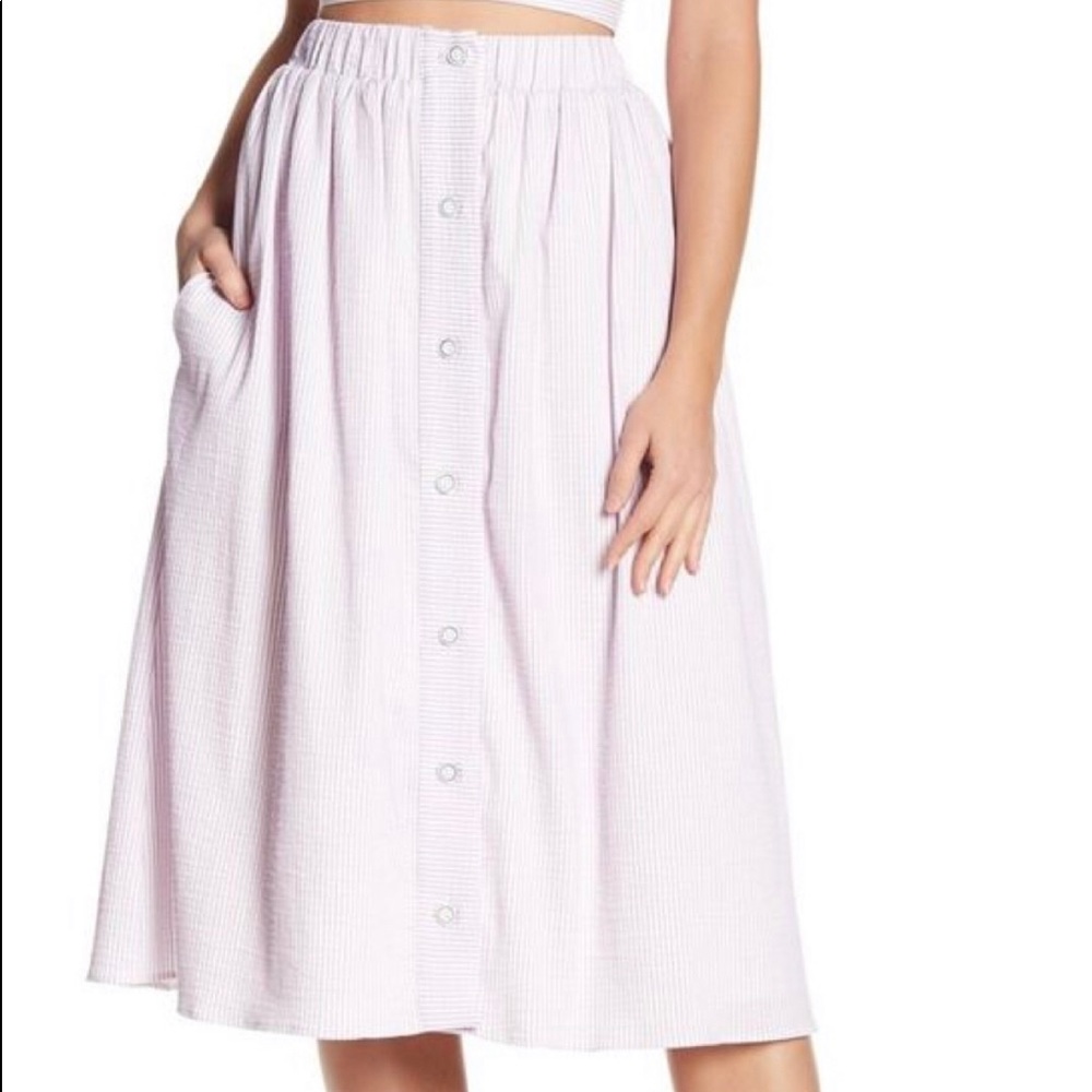 ABS Allen Schwartz purple striped skirt